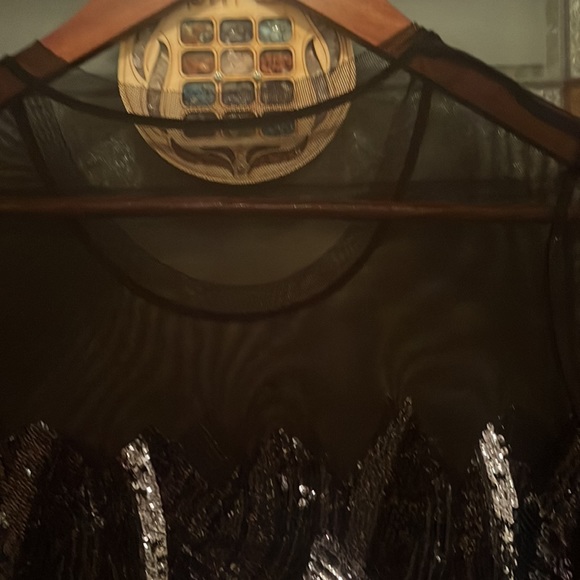 Black sheer and sequin cocktail dress size 6 - Picture 2 of 4